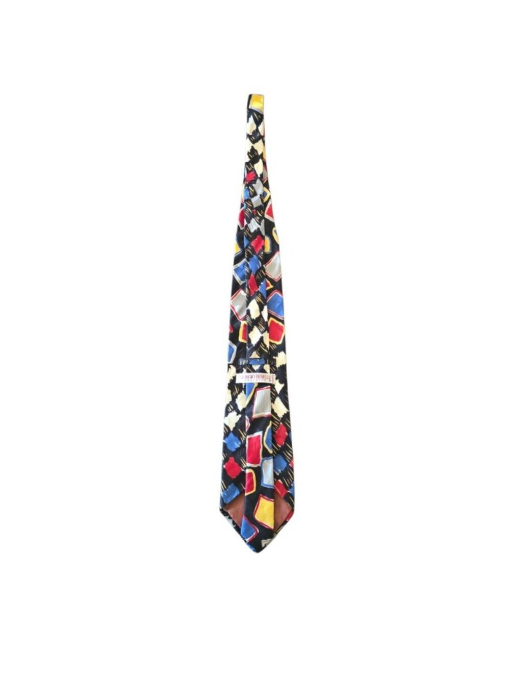 Giorgio Benelli Cravatte 100% Silk Tie Italy Abstract Geometric Red Necktie Vtg - Picture 10 of 13